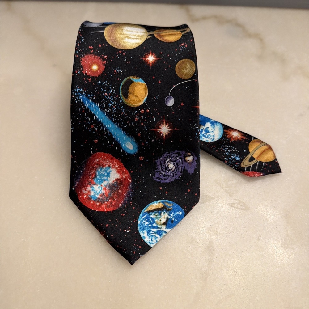 Museum Artifacts Men's Novelty Silk Necktie Solar System/Planets/Space/Astronomy